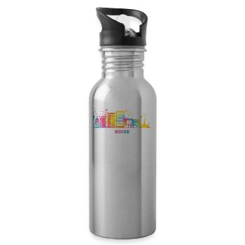 Boisean Skyline Buntes Stadtbild Boise - Trinkflasche mit integriertem Trinkhalm - Lightsilver - Rechts