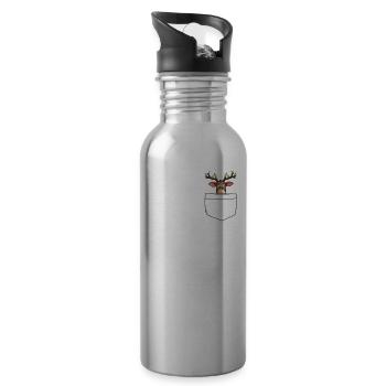 Rentier Pocket Funny Xmas Santa Claus - Trinkflasche mit integriertem Trinkhalm - Lightsilver - Rechts