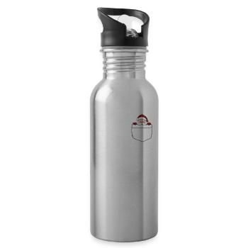 Rentier Pocket Funny Xmas Santa Claus - Trinkflasche mit integriertem Trinkhalm - Lightsilver - Rechts
