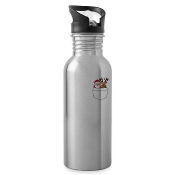 Rentier Pocket Funny Xmas Santa Claus - Trinkflasche mit integriertem Trinkhalm - Lightsilver - Rechts