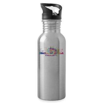 Charlottean's Skyline Charlotte - Water bottle with straw - silver - Right