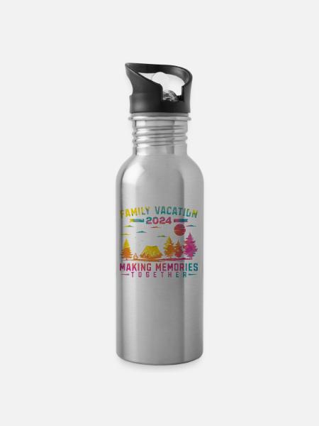 Des vacances d’été en famille qui vous rappellent des souvenirs - Gourde avec paille intégrée - argent clair