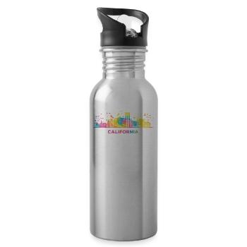 California Skyline California - Water bottle with straw - silver - Right