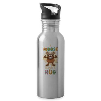 I Moose Have A Hug Umarmung Kuscheln Lustig Elch - Trinkflasche mit integriertem Trinkhalm - Lightsilver - Rechts
