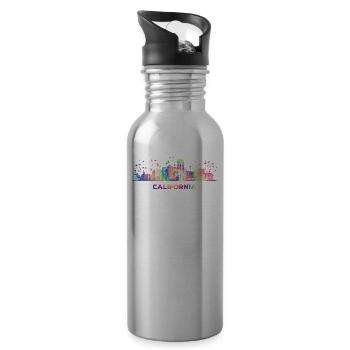 California Skyline California - Water bottle with straw - silver - Right