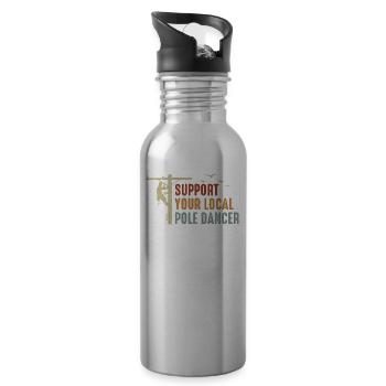 Support Your Local Pole Dancer Lineman - Water bottle with straw - silver - Right