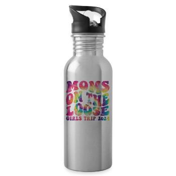 Moms On The Loose Girls Trip - Trinkflasche mit integriertem Trinkhalm - Lightsilver - Rechts