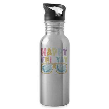 Glücklich Fri Yay Lehrer Wochenende Lustig Meme - Trinkflasche mit integriertem Trinkhalm - Lightsilver - Rechts