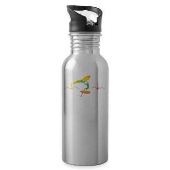 Flügel Surfer Wingsurfing Retro Folie Flügel - Trinkflasche mit integriertem Trinkhalm - Lightsilver - Rechts