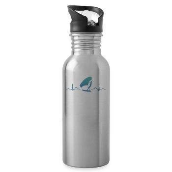 Flügel Surfer Wingsurfing Retro Folie Flügel - Trinkflasche mit integriertem Trinkhalm - Lightsilver - Rechts