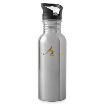 Flügel Surfer Wingsurfing Retro Folie Flügel - Trinkflasche mit integriertem Trinkhalm - Lightsilver - Rechts