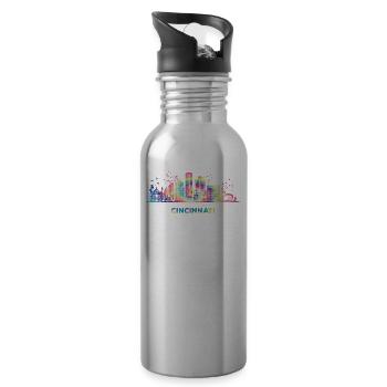 Cincinnatian Skyline Cincinnati - Trinkflasche mit integriertem Trinkhalm - Lightsilver - Rechts