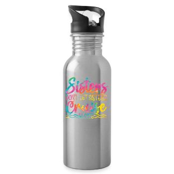 Sisters Don't Let Sisters Ride Alone - Water bottle with straw - silver - Right