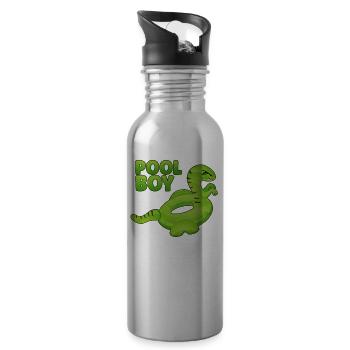 Pool Boy Dinosaurier Floatie Schwimmbad - Trinkflasche mit integriertem Trinkhalm - Lightsilver - Rechts