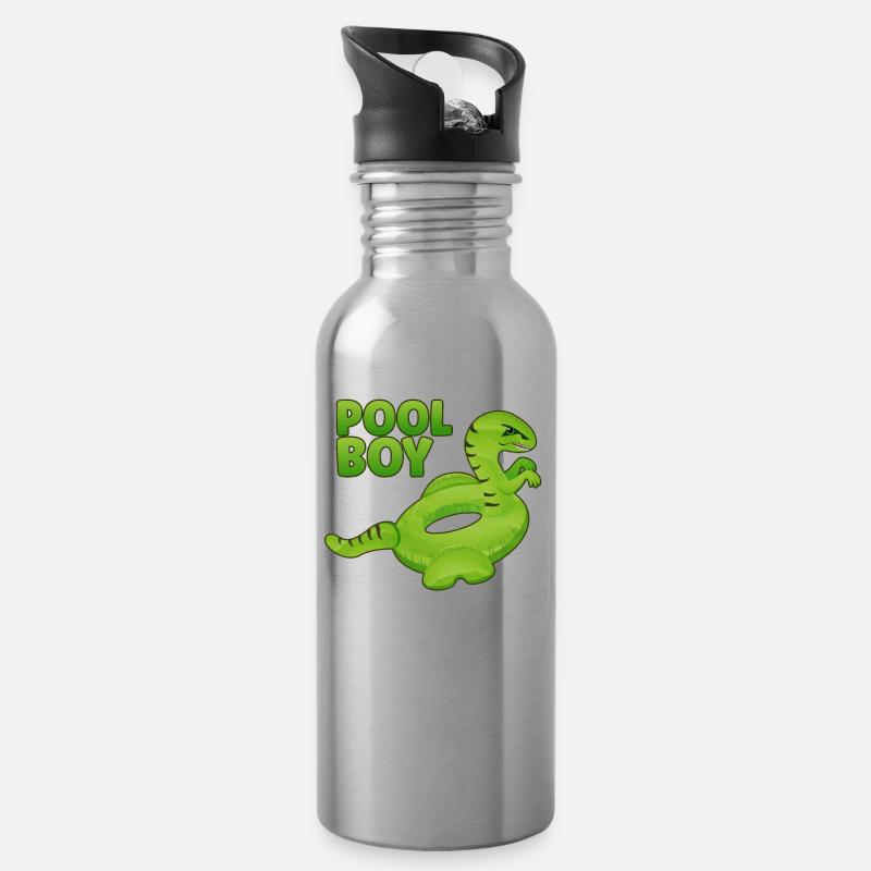 Pool Boy Dinosaurier Floatie Schwimmbad - Trinkflasche mit integriertem Trinkhalm - Lightsilver