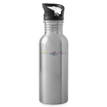 Ballett Tänzer Herzschlag Ekg Ballerina - Trinkflasche mit integriertem Trinkhalm - Lightsilver - Rechts