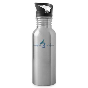 Flügel Surfer Wingsurfing Retro Folie Flügel - Trinkflasche mit integriertem Trinkhalm - Lightsilver - Rechts
