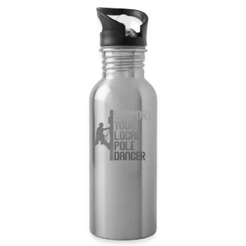 American Lineman Powerline Worker Design - Water bottle with straw - silver - Right