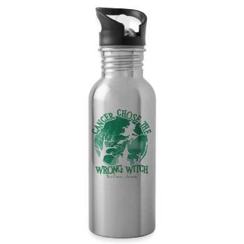 Krebs Hexe Grün Leberkrebs - Trinkflasche mit integriertem Trinkhalm - Lightsilver - Rechts