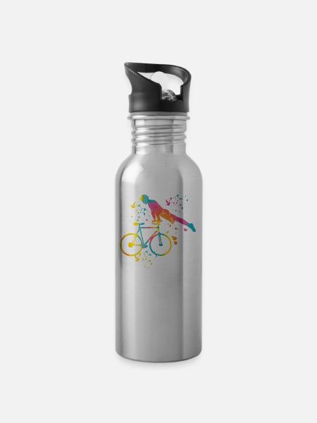Kunstradfahren Kunstradfahrer - Trinkflasche mit integriertem Trinkhalm - Lightsilver
