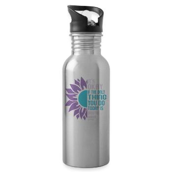 Guerrier de la santé mentale violet et turquoise - Gourde avec paille intégrée - argent clair - Droite