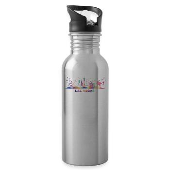 Las Vegans Skyline Stadtbild Las Vegas - Trinkflasche mit integriertem Trinkhalm - Lightsilver - Rechts