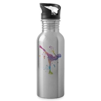 Eiskunstläufer Schlittschuhlaufen Eiskunstlauf - Trinkflasche mit integriertem Trinkhalm - Lightsilver - Rechts