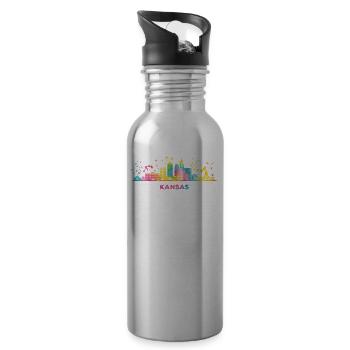 Kansans Skyline Stadtbild Kansas - Trinkflasche mit integriertem Trinkhalm - Lightsilver - Rechts