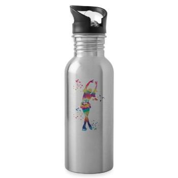 Eiskunstläufer Schlittschuhlaufen Eiskunstlauf - Trinkflasche mit integriertem Trinkhalm - Lightsilver - Rechts
