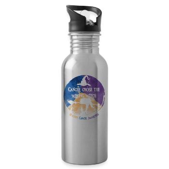 Krebs Hexe Ringelblume Blasenkrebs - Trinkflasche mit integriertem Trinkhalm - Lightsilver - Rechts