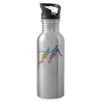 Eiskunstläufer Schlittschuhlaufen Eiskunstlauf - Trinkflasche mit integriertem Trinkhalm - Lightsilver - Rechts