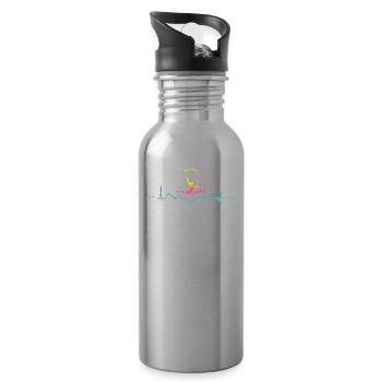 Gymnast With Band Rhythmic Gymnastics - Water bottle with straw - silver - Right