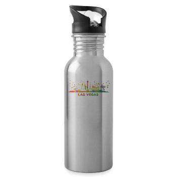 Las Vegans Skyline Stadtbild Las Vegas - Trinkflasche mit integriertem Trinkhalm - Lightsilver - Rechts
