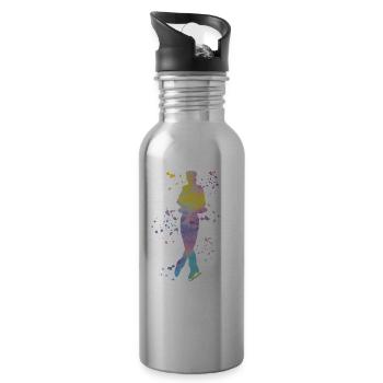Eiskunstläufer Schlittschuhlaufen Eiskunstlauf - Trinkflasche mit integriertem Trinkhalm - Lightsilver - Rechts