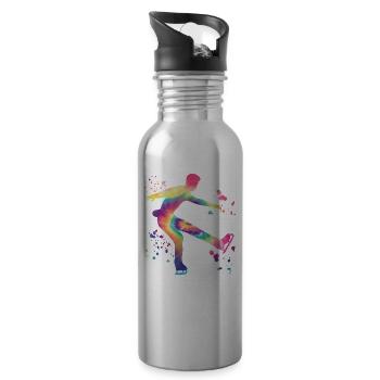 Eiskunstläufer Schlittschuhlaufen Eiskunstlauf - Trinkflasche mit integriertem Trinkhalm - Lightsilver - Rechts