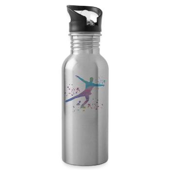 Eiskunstläufer Schlittschuhlaufen Eiskunstlauf - Trinkflasche mit integriertem Trinkhalm - Lightsilver - Rechts