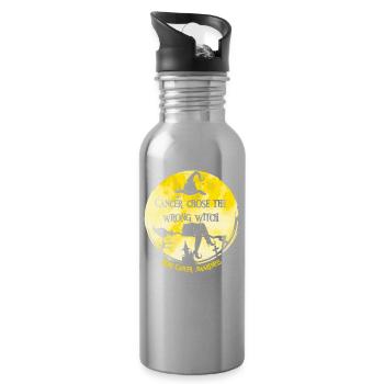 Crabe Sorcière Jaune Os Cancer Awarenes - Gourde avec paille intégrée - argent clair - Droite
