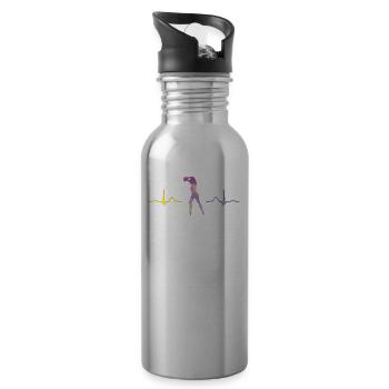 Gymnast With Ball Rhythmic Gymnastics - Water bottle with straw - silver - Right
