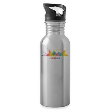 Memphean Skyline Memphis - Trinkflasche mit integriertem Trinkhalm - Lightsilver - Rechts