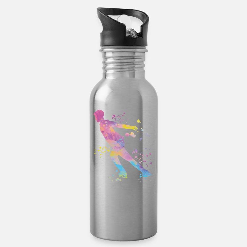 Eiskunstläufer Schlittschuhlaufen Eiskunstlauf - Trinkflasche mit integriertem Trinkhalm - Lightsilver