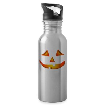Happy Halloween Pumpkin Face - Water bottle with straw - silver - Right