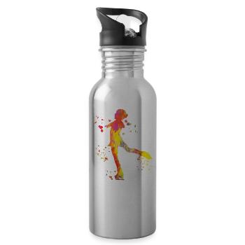 Eiskunstläufer Schlittschuhlaufen Eiskunstlauf - Trinkflasche mit integriertem Trinkhalm - Lightsilver - Rechts