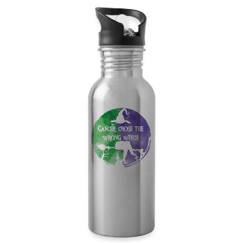 Cancer Sorcière Vert Violet Anal Cancer - Gourde avec paille intégrée - argent clair - Droite