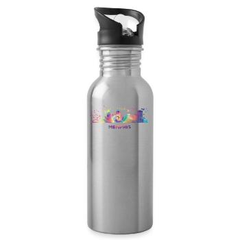Memphean Skyline Memphis - Trinkflasche mit integriertem Trinkhalm - Lightsilver - Rechts