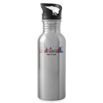 Memphean Skyline Memphis - Trinkflasche mit integriertem Trinkhalm - Lightsilver - Rechts