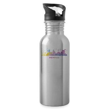 Memphean Skyline Memphis - Trinkflasche mit integriertem Trinkhalm - Lightsilver - Rechts