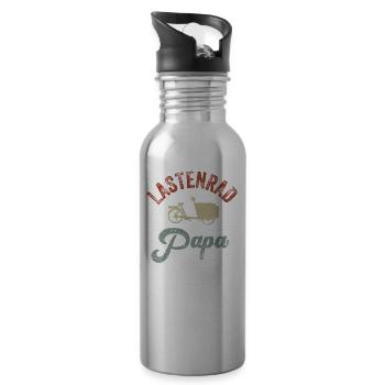 Cargo Bike Dad Retro Bike Cargobike - Water bottle with straw - silver - Right