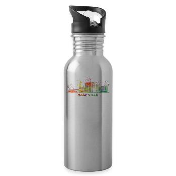 Nashvillian Skyline Nashville - Trinkflasche mit integriertem Trinkhalm - Lightsilver - Rechts