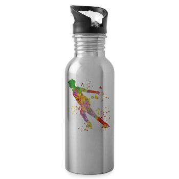 Eiskunstläufer Schlittschuhlaufen Eiskunstlauf - Trinkflasche mit integriertem Trinkhalm - Lightsilver - Rechts