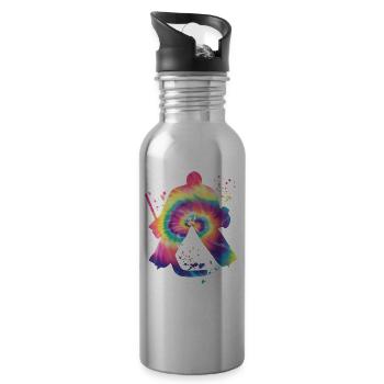 Eishockeyspieler Jungen Eishockey - Trinkflasche mit integriertem Trinkhalm - Lightsilver - Rechts